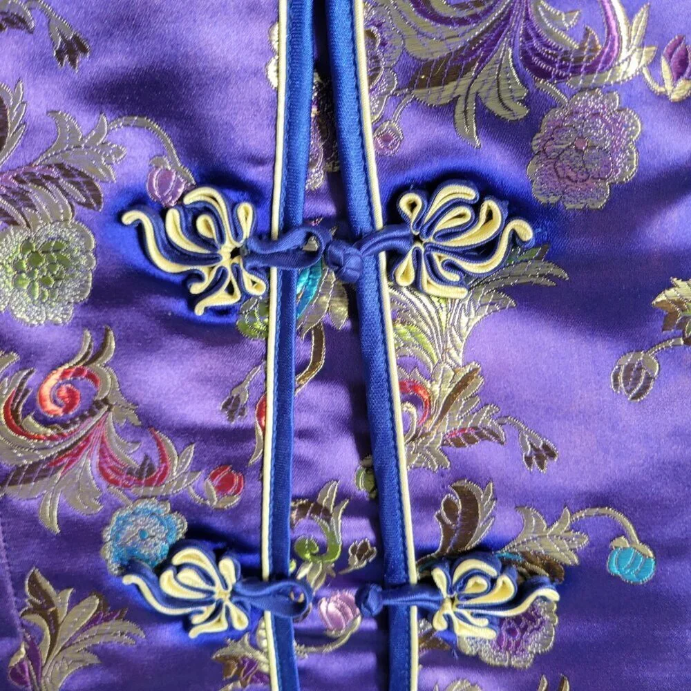 Tangyi Vintage Asian/Japanese Custom-made Floral Purple Dress (Size: S)